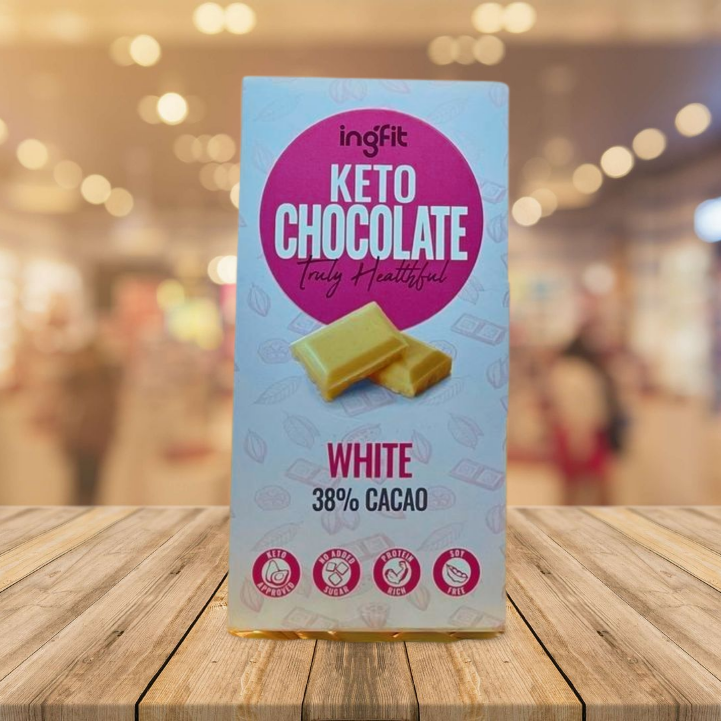 Ingfit Keto Chocolate – White Chocolate | Low-Carb, Sugar-Free White Chocolate Bar